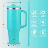 New in box! Thermosis 40 oz Tumbler with Handle and Straw | Coffee Tumbler with Lid and Straw | Water Bottle that Fits in Cup Holder Insulated Tumbler - Teal