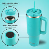 New in box! Thermosis 40 oz Tumbler with Handle and Straw | Coffee Tumbler with Lid and Straw | Water Bottle that Fits in Cup Holder Insulated Tumbler - Teal
