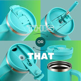 New in box! Thermosis 40 oz Tumbler with Handle and Straw | Coffee Tumbler with Lid and Straw | Water Bottle that Fits in Cup Holder Insulated Tumbler - Teal