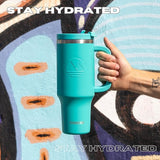 New in box! Thermosis 40 oz Tumbler with Handle and Straw | Coffee Tumbler with Lid and Straw | Water Bottle that Fits in Cup Holder Insulated Tumbler - Teal