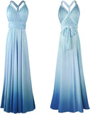 New IBTOM CASTLE Womens Infinity multi-way wrap long maxi dress, wear many ways in Tiffany Blue Gradient Sz S