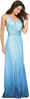 New IBTOM CASTLE Womens Infinity multi-way wrap long maxi dress, wear many ways in Tiffany Blue Gradient Sz M