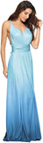 New IBTOM CASTLE Womens Infinity multi-way wrap long maxi dress, wear many ways in Tiffany Blue Gradient Sz S