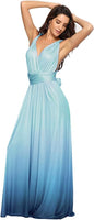 New IBTOM CASTLE Womens Infinity multi-way wrap long maxi dress, wear many ways in Tiffany Blue Gradient Sz M