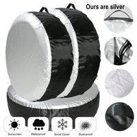 New set of 4 Universal Car Tire Cover Case Auto Spare Wheel Totes Waterproof Handle Storage Bags, ours are solid silver 36" Diameter