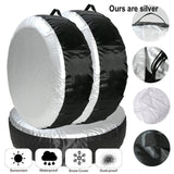 New set of 4 Universal Car Tire Cover Case Auto Spare Wheel Totes Waterproof Handle Storage Bags, ours are solid silver 36" Diameter