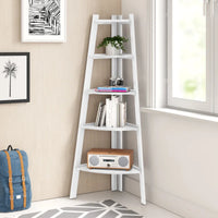 New Wayfair assembled Tisha Corner Bookcase in White Retails $186+