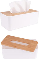 New Tissue Box Cover,Tissue Holders,Tissue Box Holder for Bathrooms,Bamboo Cover Plate,Home and Office,9.7 * 5 * 3.6in (White)