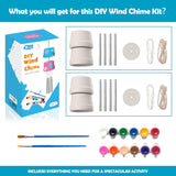 New TISTON 2 Pack Wind Chime Kits for Kids Crafts, Toddlers DIY Wooden Craft Painting Arts Kits, Includes Paints & Brushes, Birthday Holiday Gifts Include Color Box