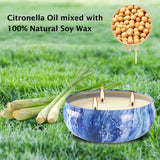 New Retails $84+ Topsics Large Citronella Candles for Indoor/Outdoor, 3 Pack, 14 oz, 3 Wick Soy Wax Candles, 80 Hours Burn Time Each! Re-use tins for plants or storage