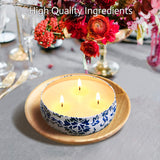 New Retails $84+ Topsics Large Citronella Candles for Indoor/Outdoor, 3 Pack, 14 oz, 3 Wick Soy Wax Candles, 80 Hours Burn Time Each! Re-use tins for plants or storage! White/Blue Floral