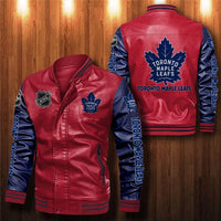 New Toronto Maple Leafs Faux Leather Jacket Sz XXL, size chart shown in pics