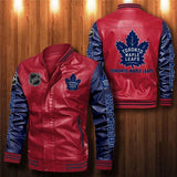 New Toronto Maple Leafs Faux Leather Jacket Sz XXL, size chart shown in pics