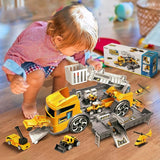 NEW Toy Cars Construction Vehicles Set, Toys for 3 Years Old Boys, Transport Car Carrier Truck with Excavator, Dumper, Bulldozer, Helicopter, etc