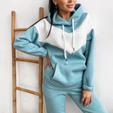 New Women Hoodie Set Running Set Jogging Suits Sweat Pants 2pcs Sportswear Teal Sz XL