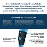 New Trainers Choice Knee Stabilizer Brace and Support for Men & Women, Assists with Patellar Tendonitis (Jumper’s Knee), PFS (Patellofemoral Syndrome), Chondromalacia Patella Syndrome, minor strains and sprains - One Size Fits Most