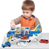 NEW Kids Airplane Toys Transport Cargo Play Kit, Aircraft Vehicle Toys Big Transport Cargo with 8 Mini Cars and Helicopter, Kids Birthday
