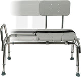 New in box! DMI Heavy-duty Sliding Transfer Bench Shower Chair With Cut-out Seat and Adjustable Legs, Gray Retails $180+