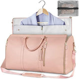 New Retails $87+ Convenient Travel Carrying Clothing Bag Large PU Leather Travel Luggage Bag Women's Fashion Travel, PINK
