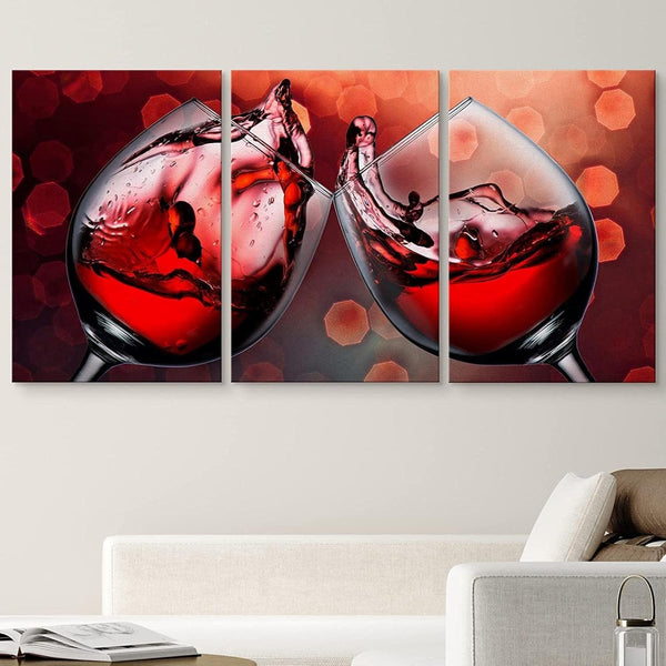 New Trendy Bar Home Decor Wine Glass Cheers Romantic Atmosphere Canvas Wall Art for Restaurant Dining Room Decor, Each Piece measures 16" X 24", Retails $204+