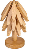 New Retails $47+ Unique Tree Shaped Beech Wood Heat Resistant Trivet Mats Set for Hot Dishes, Simply pull the leaves up off the tree to use as a trivet/mat! OURS IS BEECH WOOD