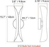 New Retails $90 Large Tubicen Modern Wall Sconce Up and Down Wall Lights 15.7" H Indoor Dimmable Mid Century Modern E12 Wall Sconces for Bedroom Living Room Home Theater Hardwired
