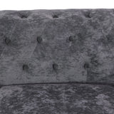 New Retails $1,100+ Rosdorf Park 78 Inch Wide Rolled Arm Velvet Modern Rectangle Sofa in Grey with silver nailhead trim & button tufting! Dark Grey