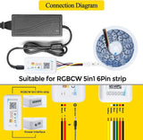 New Retails $40+ LED Strip WiFi Controller 6-Pin RGBW RGB CCT Smart Controller, 6 Pin LED Strip Dimming Actuator, DC12V-24V Controller Compatible with Tuya