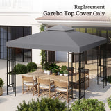 NEW Retails $200, Outsunny 10' x 10' Square 2-Tier Gazebo Canopy Replacement Top Cover Outdoor Garden Sun Shade, Dark Grey