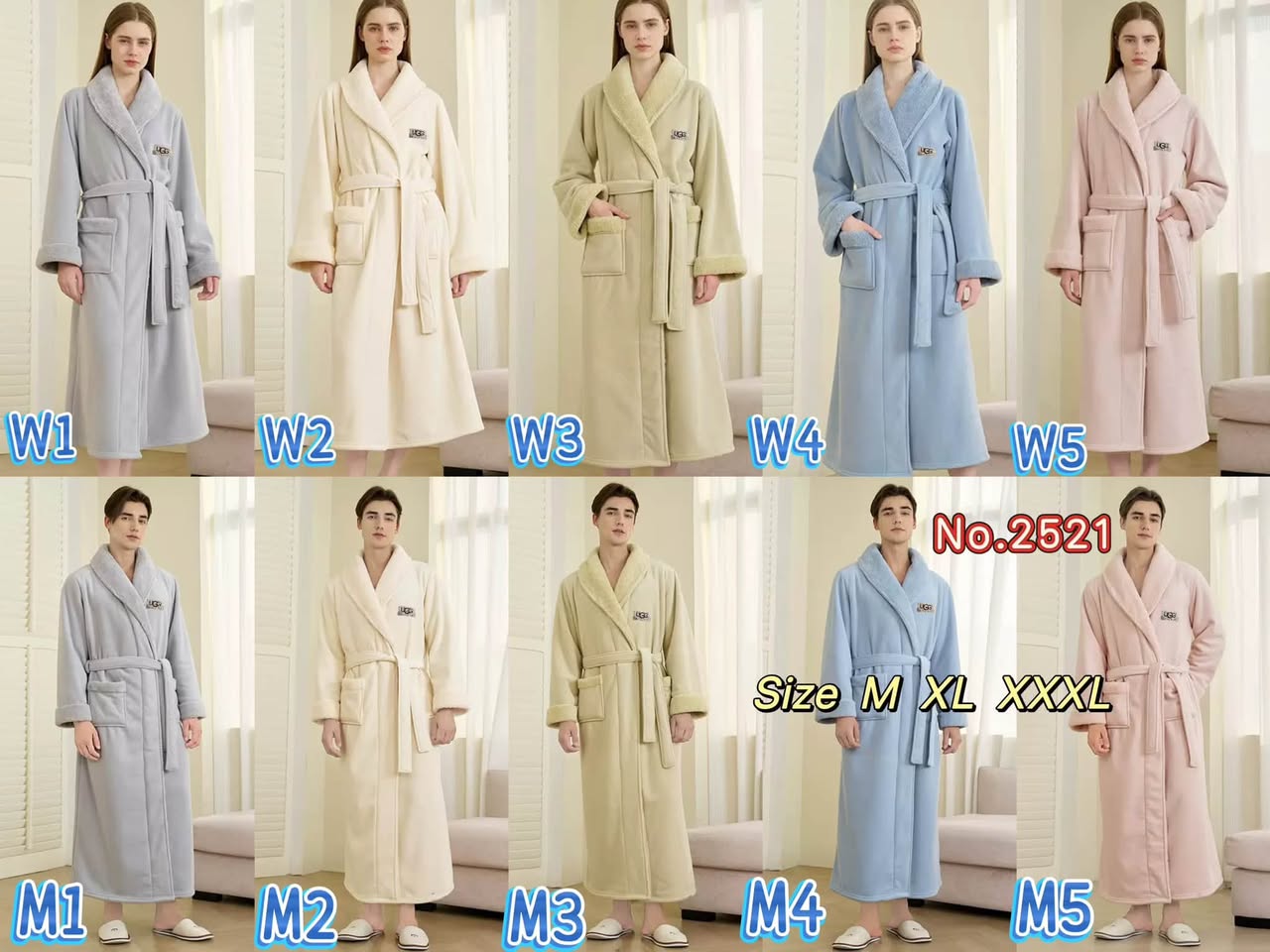 UGG HQ Men and Women Robe No.252127 Women W1-W5  Men M1-M5  3 Size M XL XXXL Tax inc