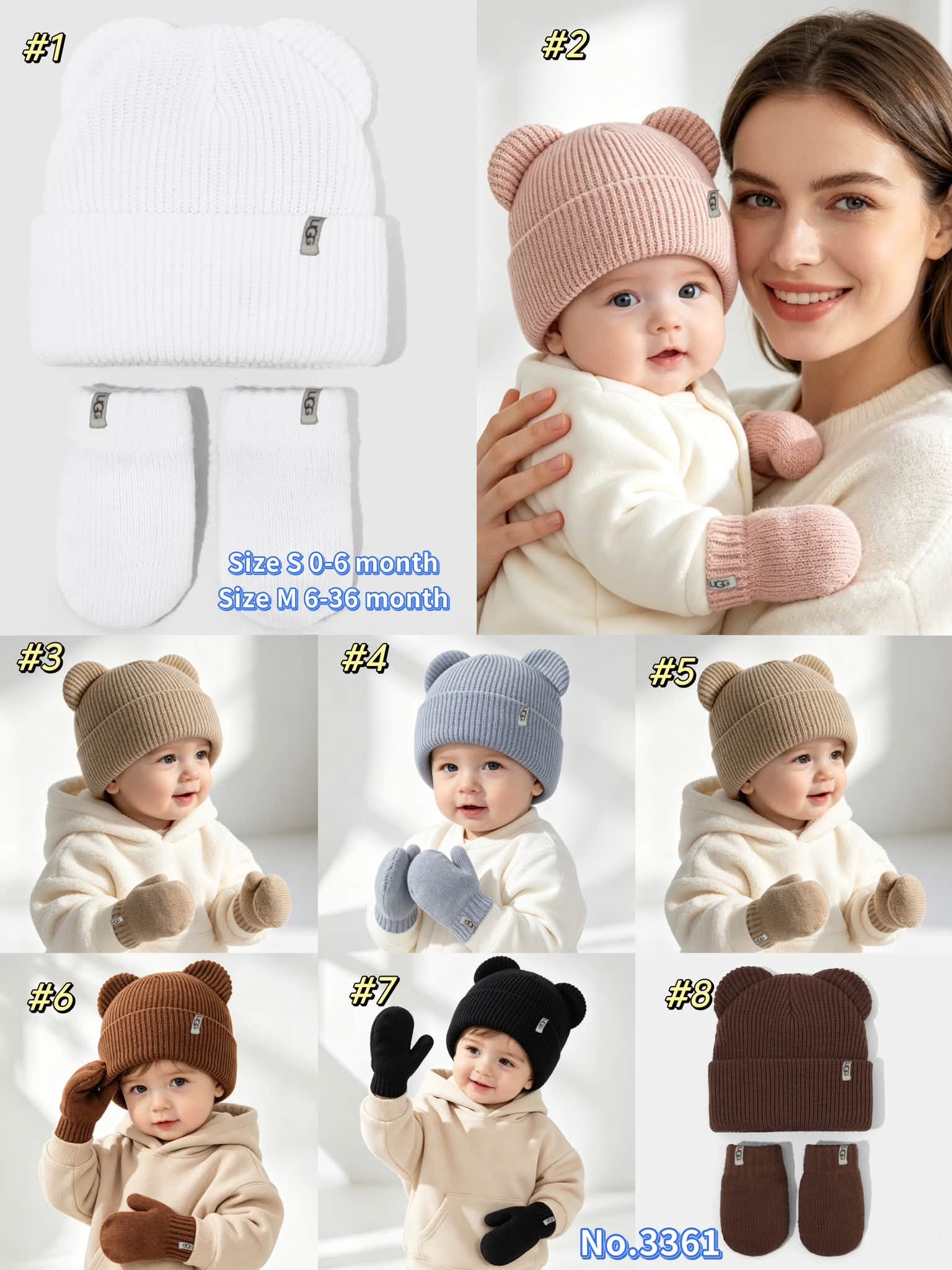 Inspired by Kids U^GG hats/gloves set No.336110, choose between 7 colours to choose from! Tax included