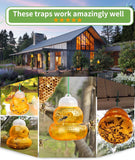 New Ultimate Wasp Trap Outdoor Hanging, Bee Traps Catcher, Wasp Deterrent Killer Insect Catcher, Non-Toxic Reusable Hornet Yellow Jacket Trap (Orange, 2 Pack)
