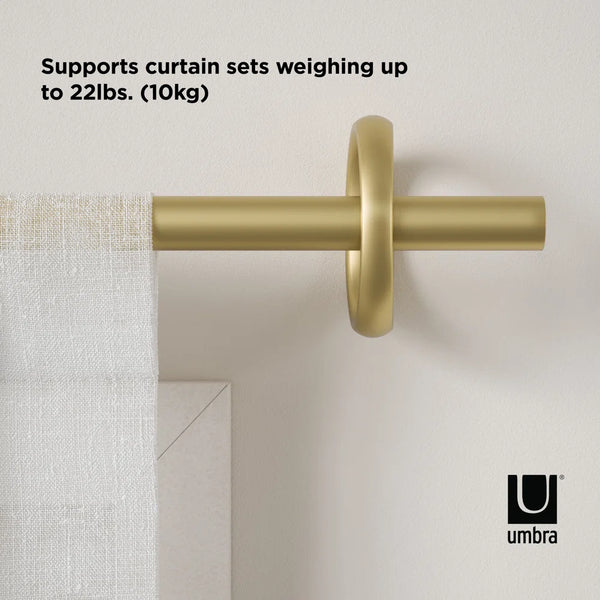 New Umbra Ringlet Curtain 1" Rod, adjustable from 42" -120", Gold! Includes everything you need for install! Retails $63+
