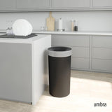 New Umbra 1013048-047-REM Vento 16.5-Gallon Open Top Kitchen Trash Large, 30-Inch Tall Garbage Can For Indoor, Or Commercial Use, Black/Nickel, BLACK