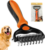 New Undercoat rake for Dogs，Dog Deshedding Brush for Large Dogs，2 in 1 Dematting Comb & deShedding Tool for Long Hair Cats，Pet Hair Grooming Brush, Clear mats and tangles, Reduces Shedding by 95%