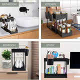 Ours is white NOT Black! Under Sink Organizers and Storage - Adjustable Height Sliding 2-Tier Pull Out Drawer Rack Multi-Purpose Under Sink Shelf Organizer for Kitchen Bathroom Under Counter Cabinet Storage