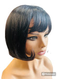 New Beautiful Natural Look & Feel UNice Short Bob Wig in Rich Dark Brown for Women with Bangs Machine Made Straight Wig Retails $90+