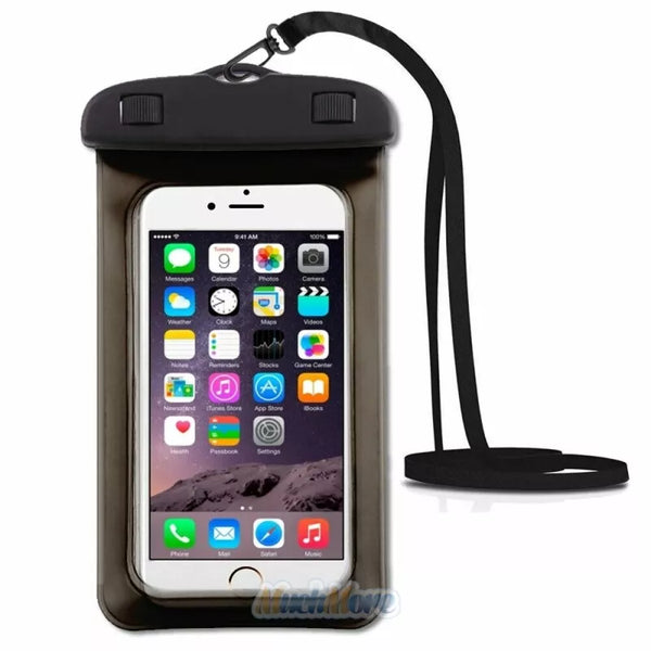 New Universal IPX8 Waterproof Anti Sinking Phone Case Water Proof Bag With Lanyard Fits All Phones Up To 7.5in, also can be used as dry bag for keys, cash, cards etc! Great for Protection & taking underwater pics! Black