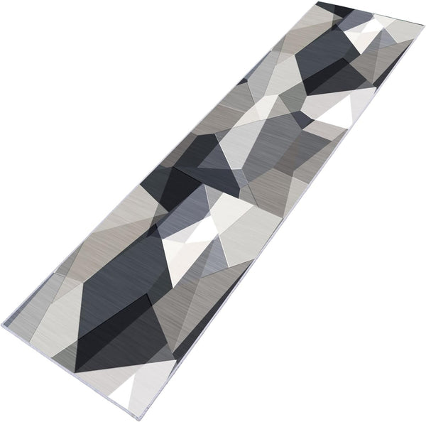 New TUOJINRUIDA GREY/BLACK Runner Rug Mat for Hallway 2'7" x 6' (80 x 180 cm) Premium Non Slip & Anti Skid Bottom for Hallway, Kitchen, Entryway, Living Room & Bedroom