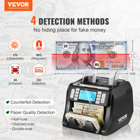 NEW VEVOR Money Counter Machine, Bill Counter with UV, MG, IR and DD Counterfeit Detection, USD & EUR Cash Counting Machine with Add and Batch Modes, Large LCD & External Display Retails $236+