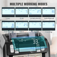 NEW VEVOR Money Counter Machine, Bill Counter with UV, MG, IR and DD Counterfeit Detection, USD & EUR Cash Counting Machine with Add and Batch Modes, Large LCD & External Display Retails $236+