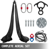 NEW Vevor Complete Aerial Silk Kit Trapeze Hammock 11 Yards fit Yoga Swing Stand Antigravity Silks 10Mx2.8M, Black! Retails $146+