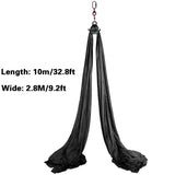 NEW Vevor Complete Aerial Silk Kit Trapeze Hammock 11 Yards fit Yoga Swing Stand Antigravity Silks 10Mx2.8M, Black! Retails $146+