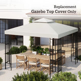 NEW Retails $110, Outsunny 10' x 10' Square 2-Tier Gazebo Canopy Replacement Top Cover Outdoor Garden Sun Shade, Cream White