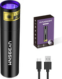 New UV Flashlight Rechargeable 395nm Black Light for Pet Urine Detection, USB - C Portable Blacklight Mini Powerful Woods Lamp LED Ultra Violet Flashlights uv for Resin Curing, Leak Detection, Travel