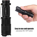New UV LED Flashlight Blacklight Light Inspection Lamp Torch 395/365 NM, Ideal for Checking Notes, Credit Cards, Fluorescent Inks (395nm)