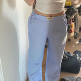 NEW Retails $95, Luxara Paris Lilac Loose Fit Pants, Blue Stripe, Sz S