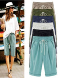 New Women's Casual Vacation Loose Cotton Shorts with Pockets, Light Blue Sz M! Retails $50US+