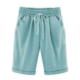 New Women's Casual Vacation Loose Cotton Shorts with Pockets, Light Blue Sz M! Retails $50US+
