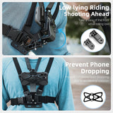New Mobile Phone Chest Mount Harness Strap Cell Phone Holder Mount for Video Recording Bike/Kayak/Fishing/Skateboard POV/VLOG for iPhone/Samsung for GoPro Hero 11 10 9 8/Insta360/DJI Action Camera
